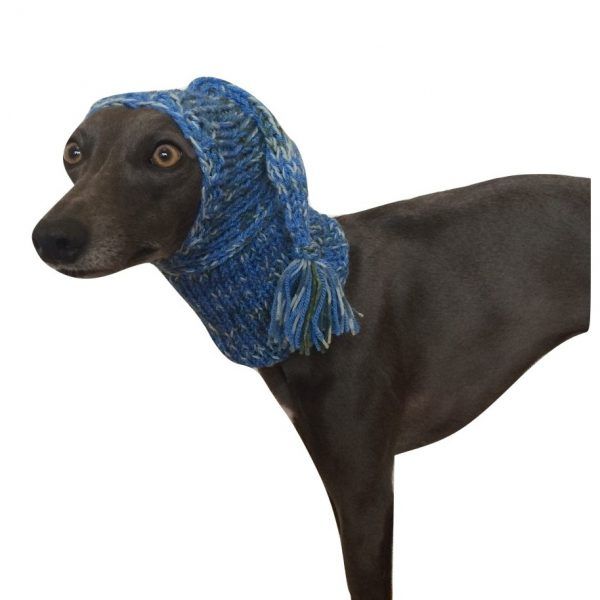 Whippet Blue Knit Hat Snood Greyhound, Lurcher Italian Sighthound