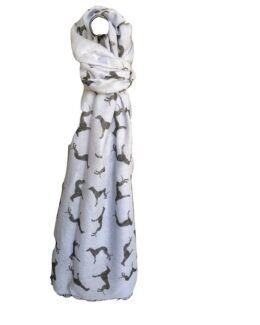 Dove Grey Whippet Greyhound Print Scarf