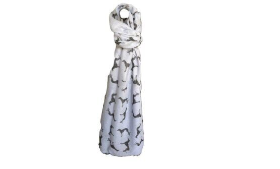 Dove Grey Whippet Greyhound Print Scarf