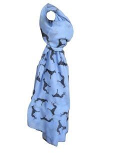 Soft Sky Blue Whippet Greyhound Print Scarf
