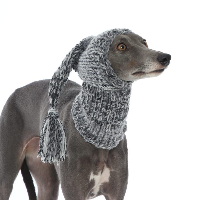 Whippet Grey Knit Hat Greyhound, Lurcher , Italian Sighthound