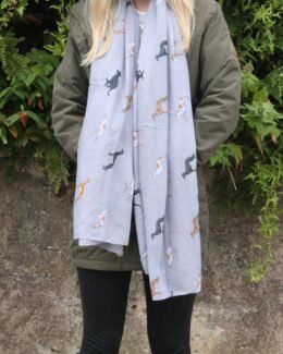 Navy or Grey Whippet Greyhound Print Scarf