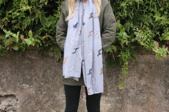 Navy or Grey Whippet Greyhound Print Scarf