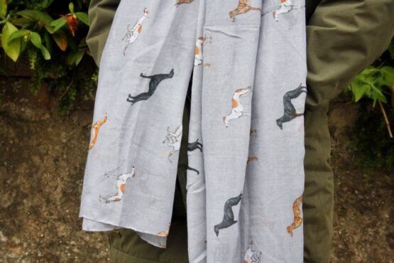 Navy or Grey Whippet Greyhound Print Scarf - Image 5