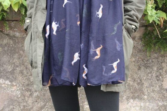 Navy or Grey Whippet Greyhound Print Scarf - Image 6