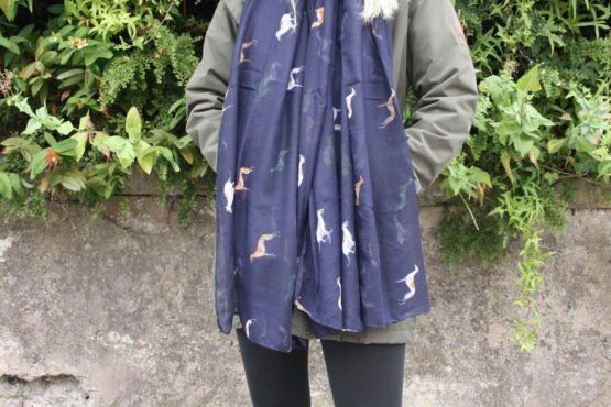Navy or Grey Whippet Greyhound Print Scarf - Image 3
