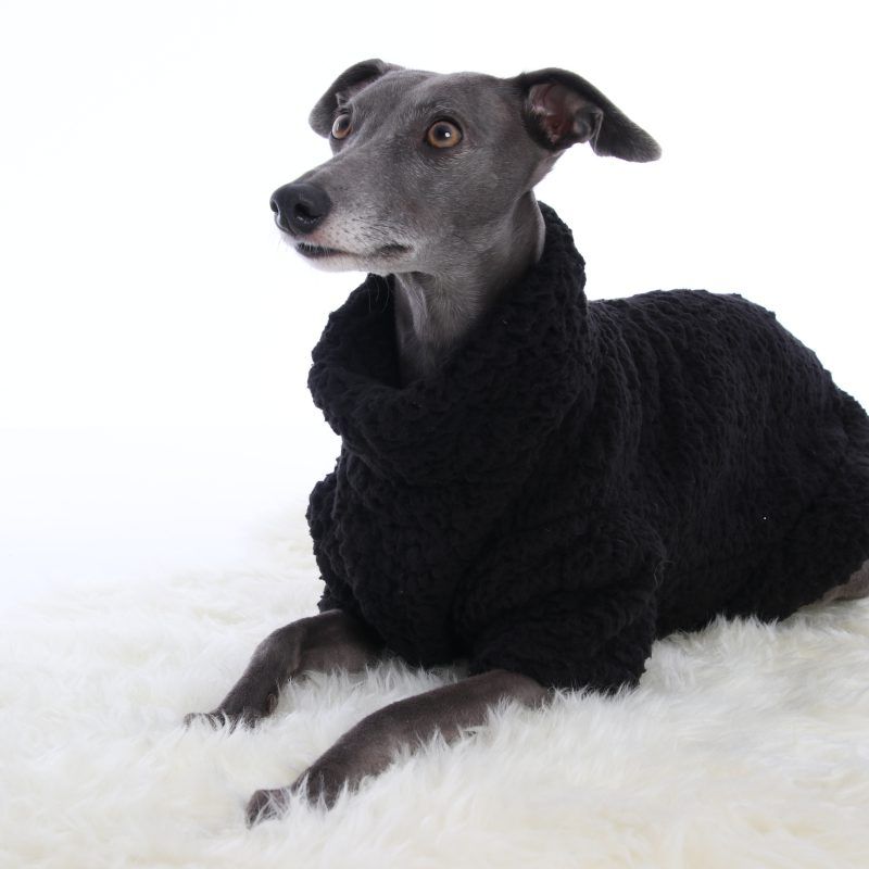 Black Fluffy Fleece Jumper Whippet Greyhound Italian Sighthound